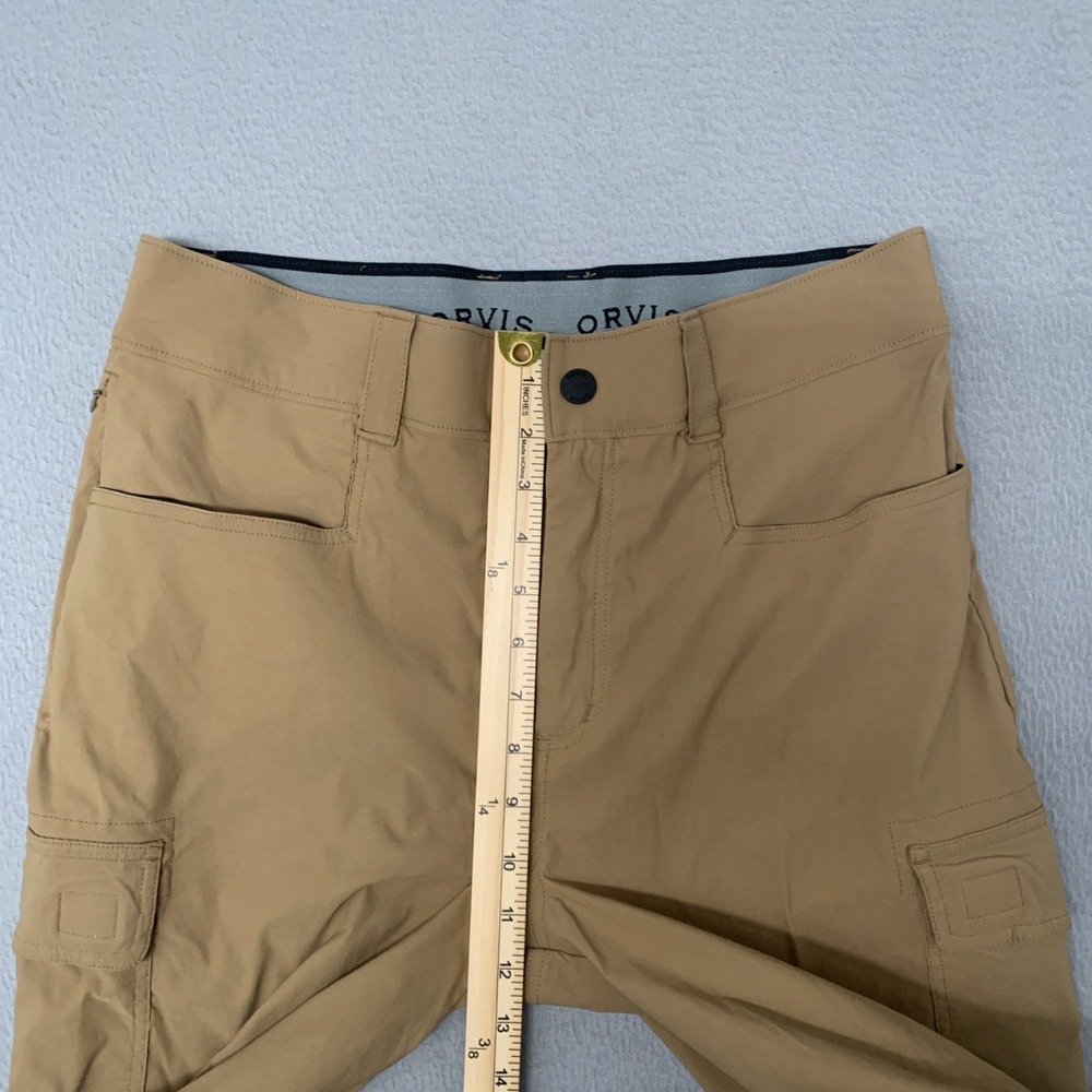 Orvis Tech Cargo Shorts Men's 32 Tan Khaki Nylon Stretch Hiking Travel Camping - Picture 9 of 11